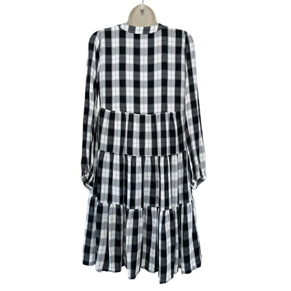 Anthropologie Maeve Women's Sz XS Amber Black & White Plaid Tiered Tunic Dress - Picture 4 of 9